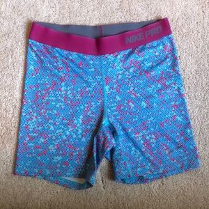 blue and pink nike pros spandex